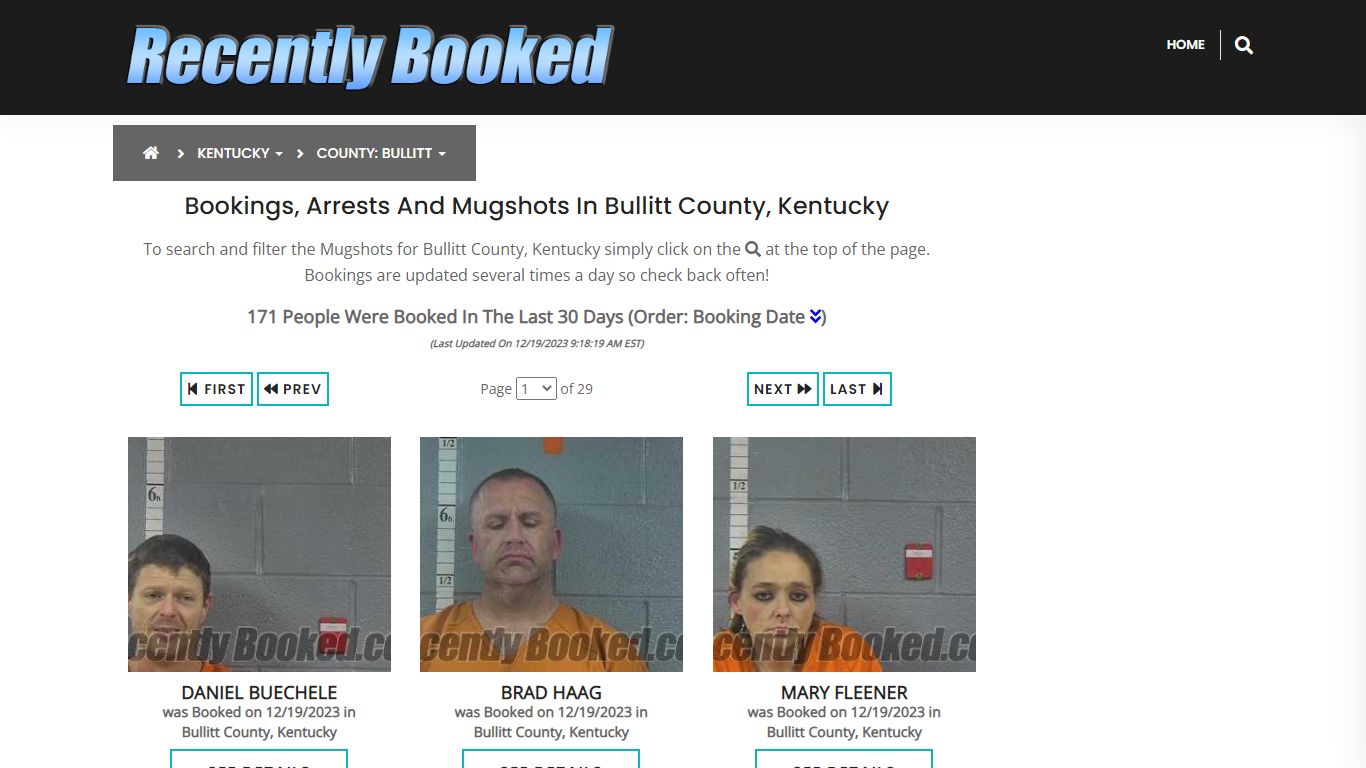 Recent bookings, Arrests, Mugshots in Bullitt County, Kentucky